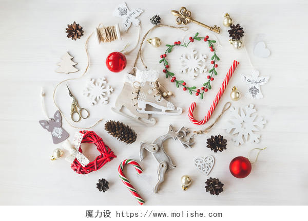 简约圣诞节装饰物品背景图片